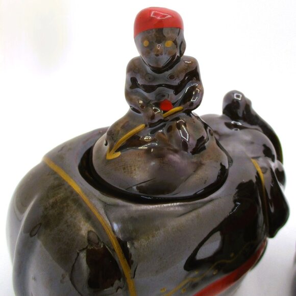 Vintage Elephant Boy Creamer Sugar Bowl Set Boy Figurine Lid Made In Japan - Picture 5 of 7